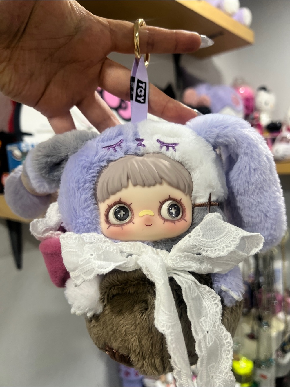 MayMei Lavender & White Bunny Purse Pal/ Bag Charm
